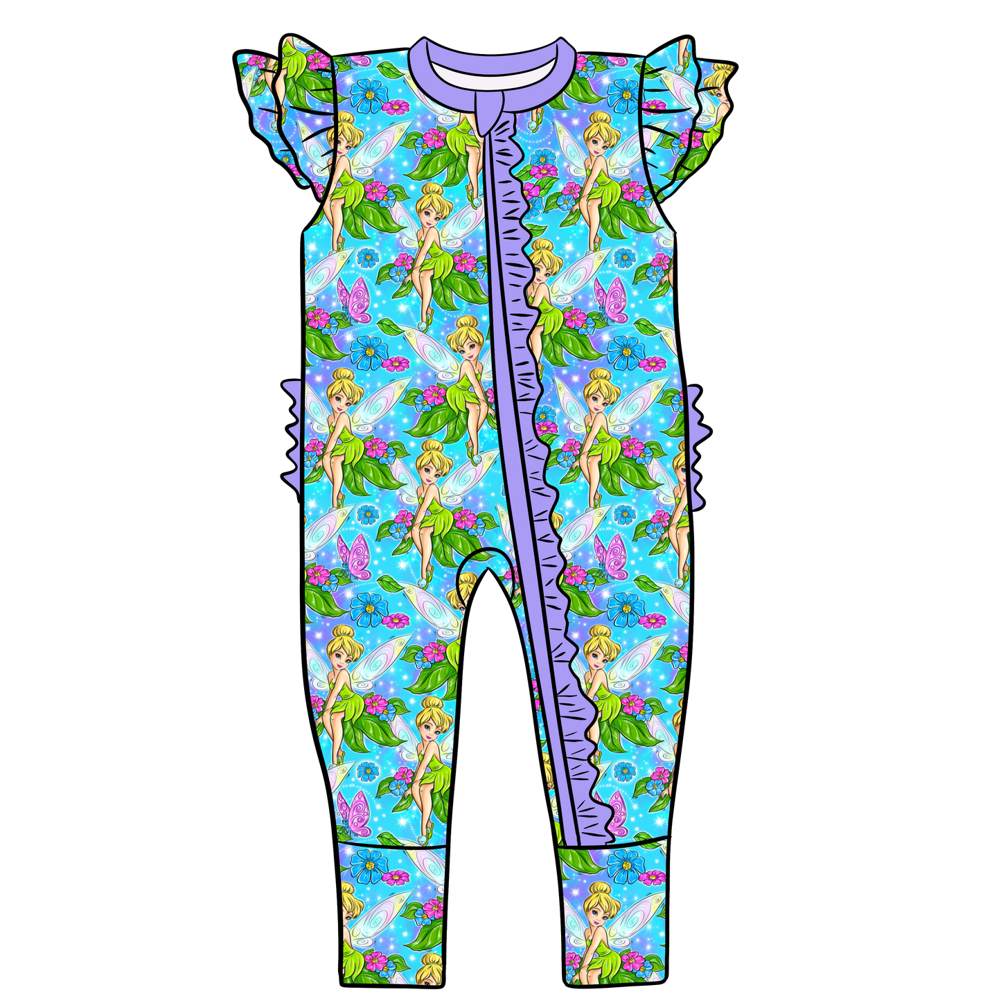 Pixie Dust Bamboo Flutter Sleeve Zip Romper