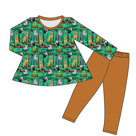 Forest Friends Long Sleeve Peplum/Pants