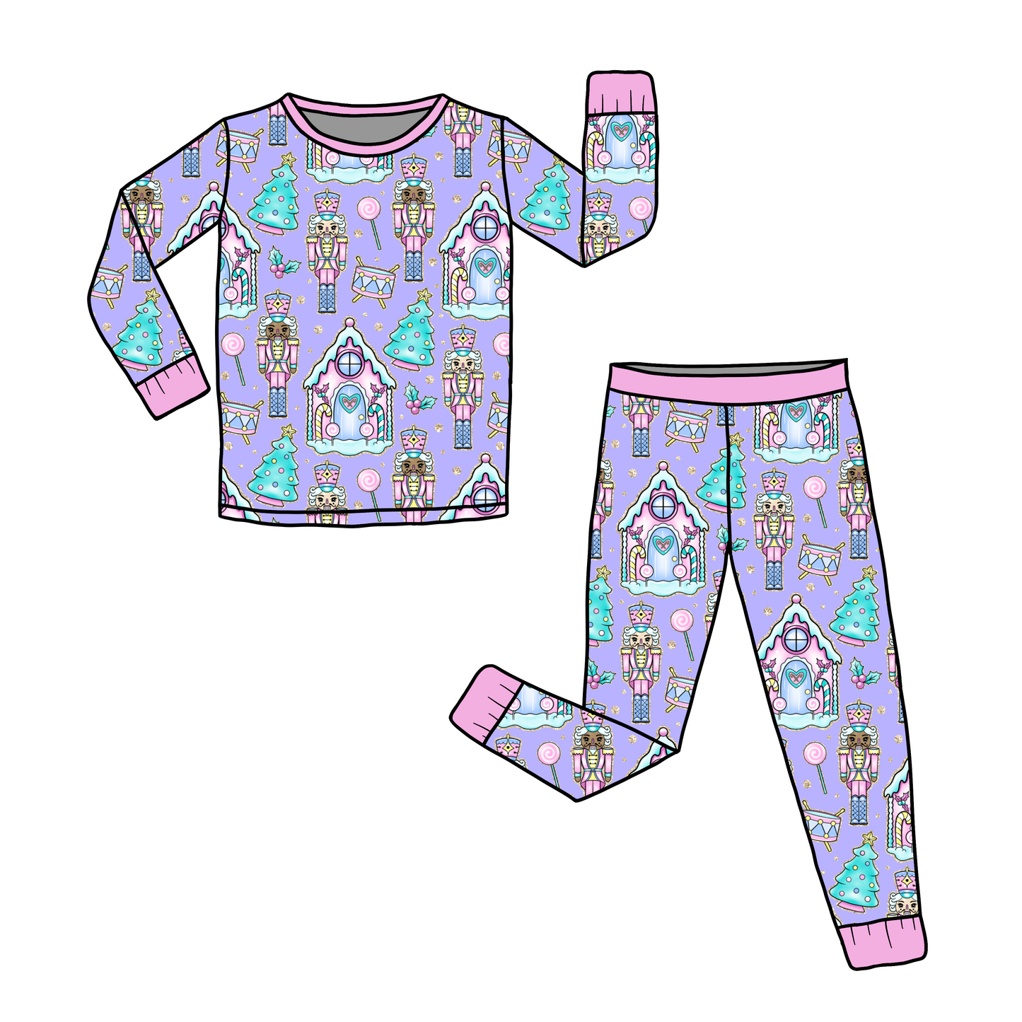 Pastel Nutcracker Two-Piece Pajama Set